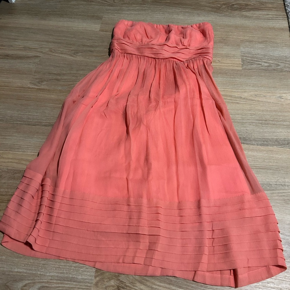 J. Crew Pink Strapless Pleated Dress